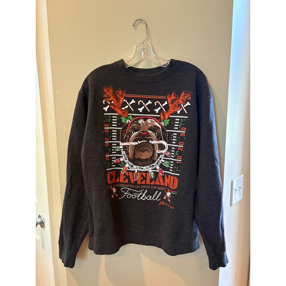 GV Art Design Cleveland Football Up On The‎ Woof Top Sweatshirt Mens M Charcoal